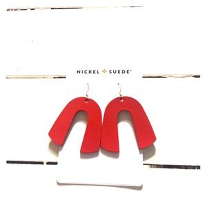 Nickel + Suede Red Beaus Leather Earrings